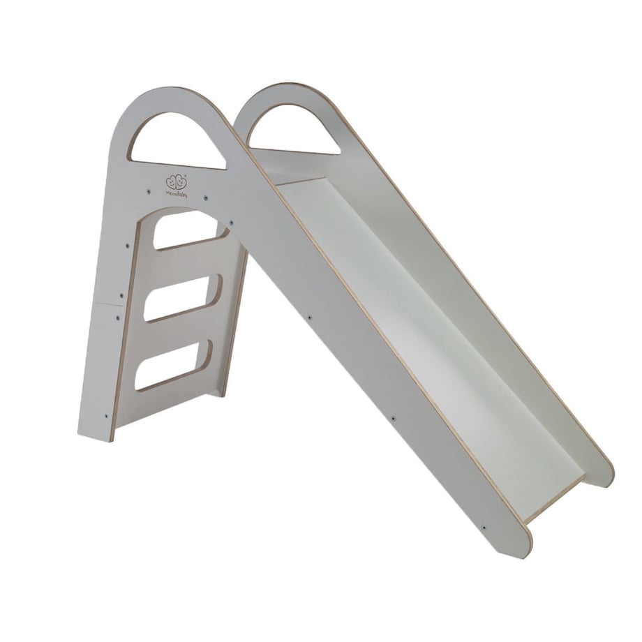 MeowBaby® Drewniana Zjeżdżalnia dla Dziecka do pokoju 87x46cm Montessori, Szara