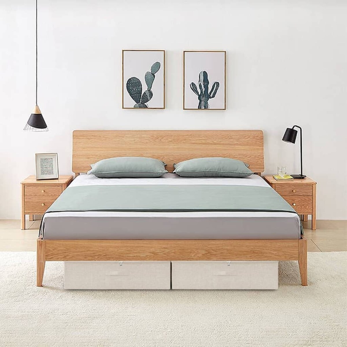 vidaXL Pojemniki, 2 szt., tkanina, 70x40x18 cm, kremowe