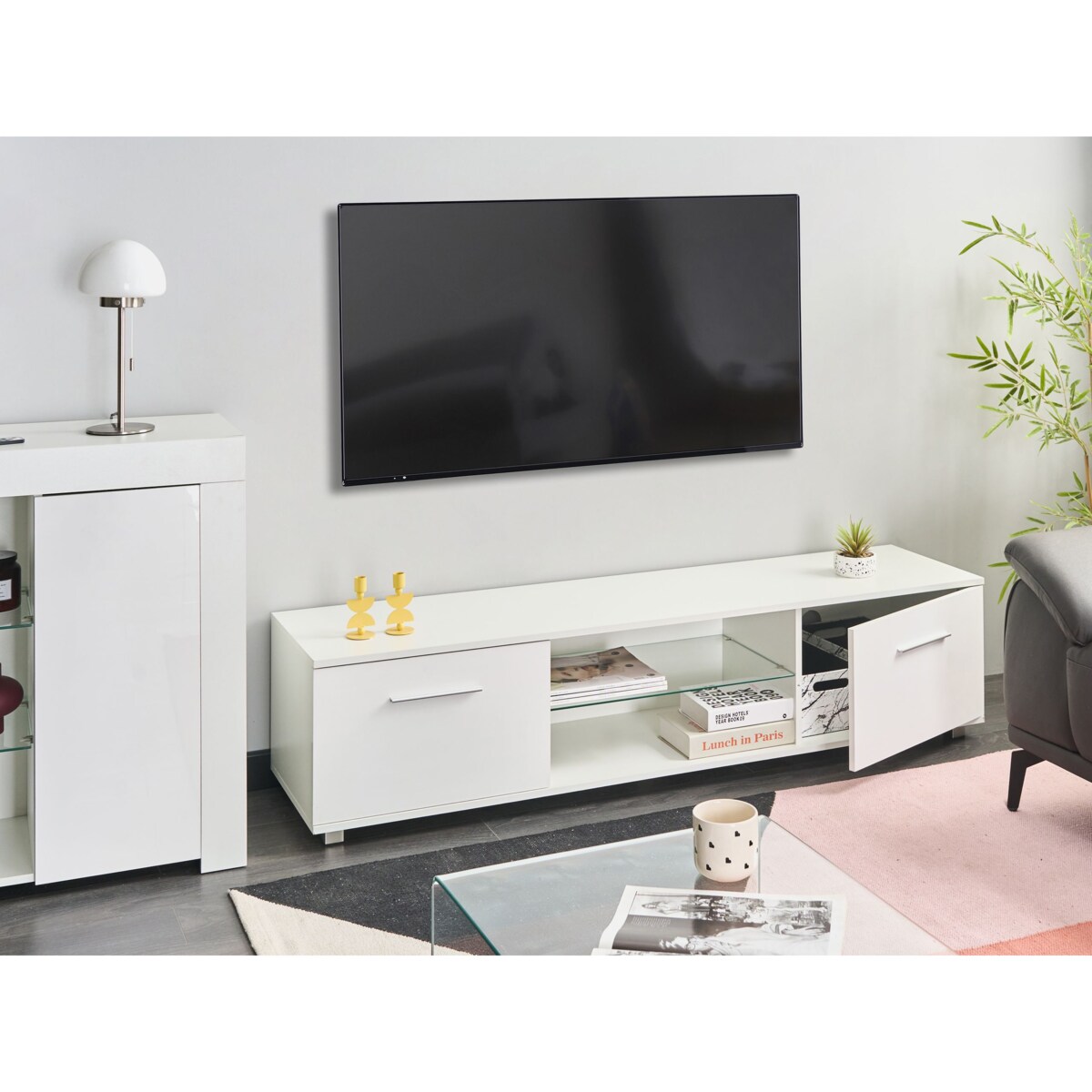 Szafka RTV LED BANFF Biały