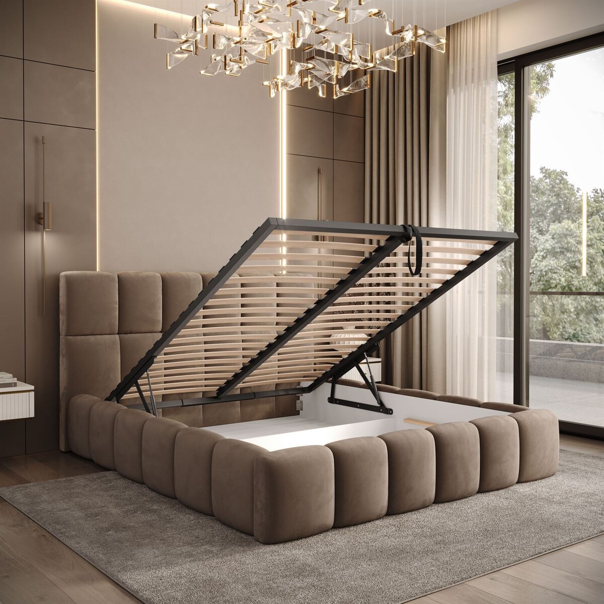 Łóżko tapicerowane VENEZIA, pojemnik na pościel, stelaż 34, 180x200, Royal Velvet 176