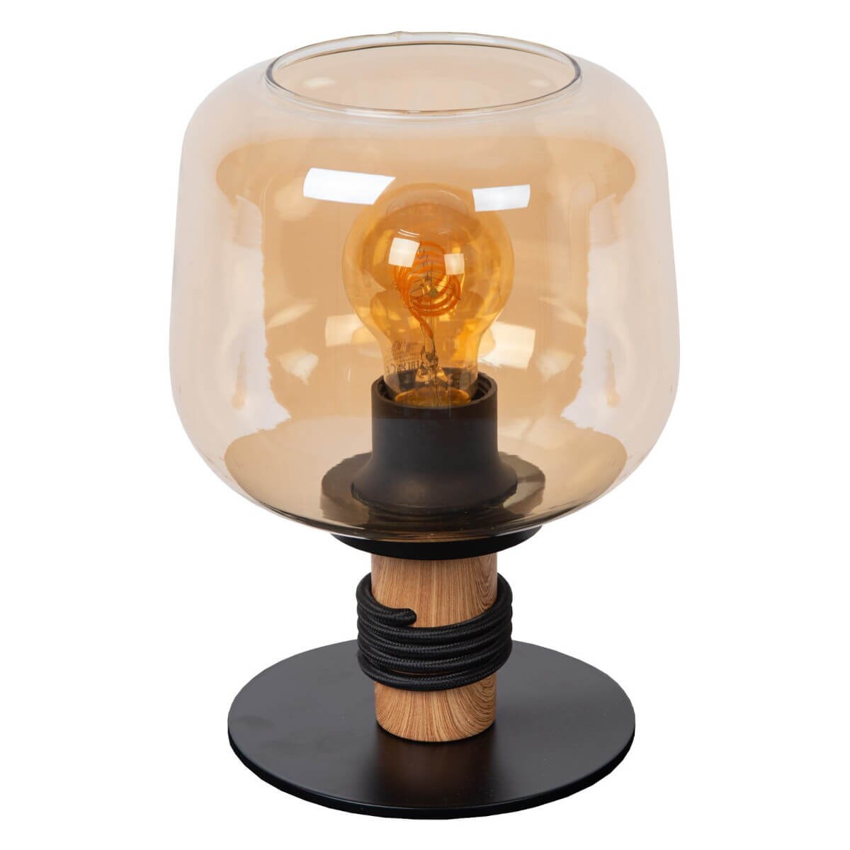 Stołowa lampka Ilona 45508/01/62 Lucide szklana czarny bursztynowy