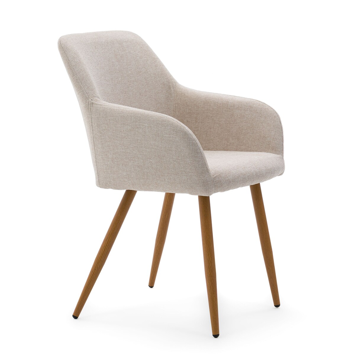 Krzesło tapicerowane skandynawskie beżowe SCANDI metalowe nogi w kolorze drewna