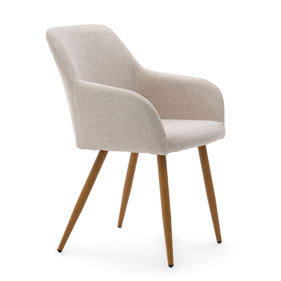 Krzesło tapicerowane skandynawskie beżowe SCANDI metalowe nogi w kolorze drewna