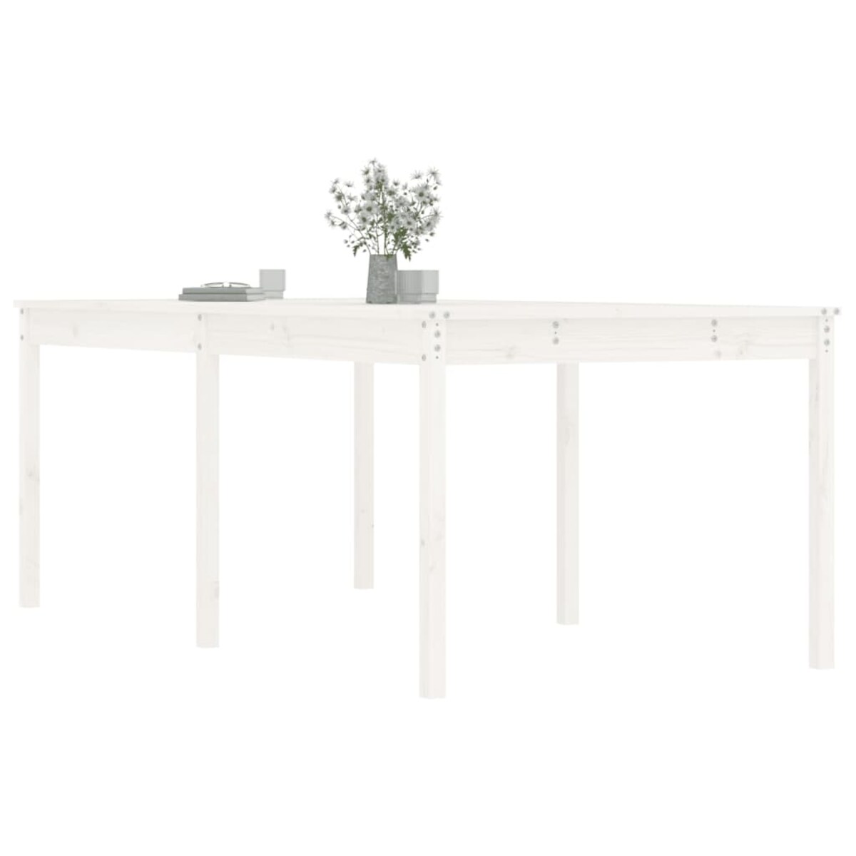 vidaXL Stół ogrodowy, biały, 203,5x100x76 cm, lite drewno sosnowe