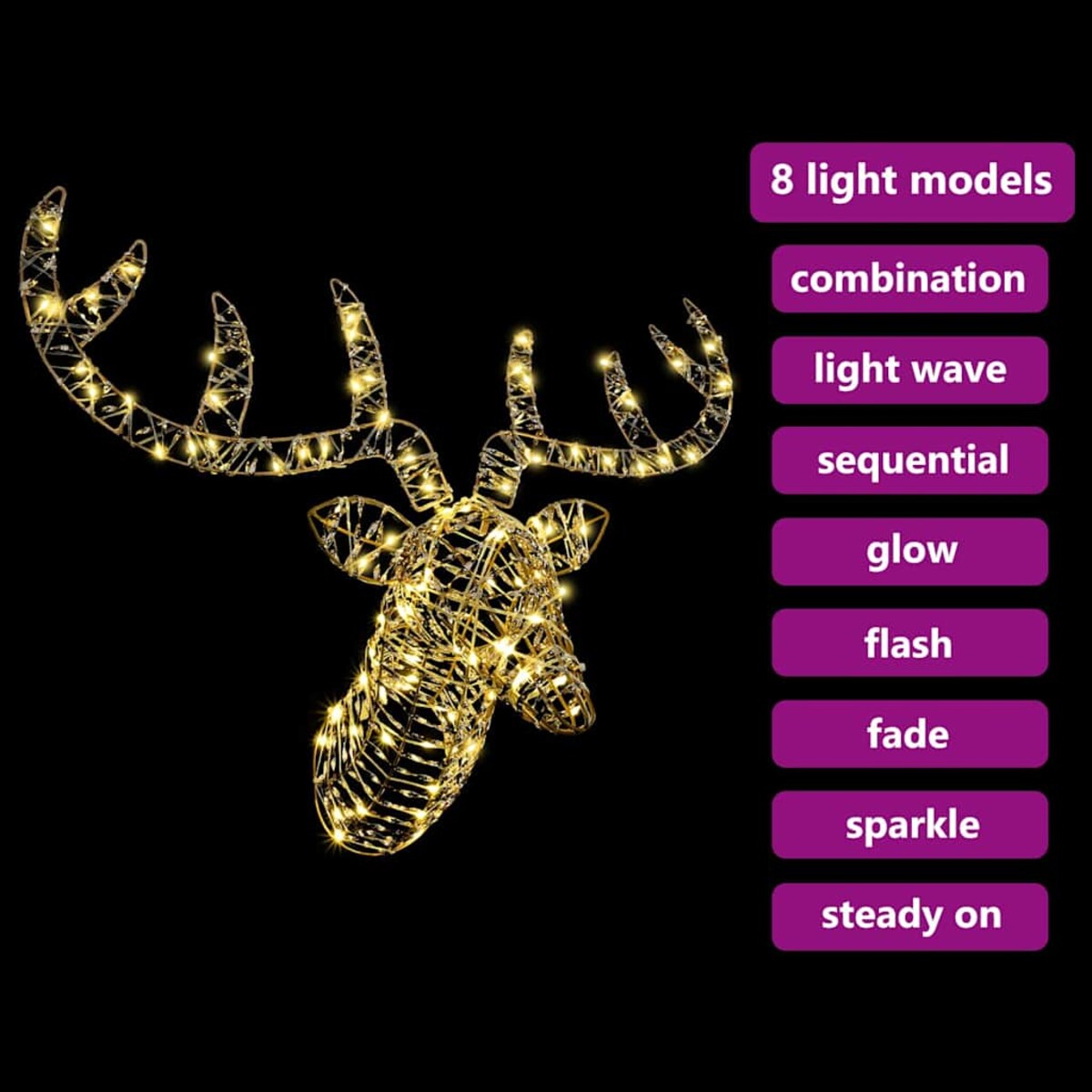 vidaXL Renifer ciągnący sanie Ciepła biel 60 cm rattan