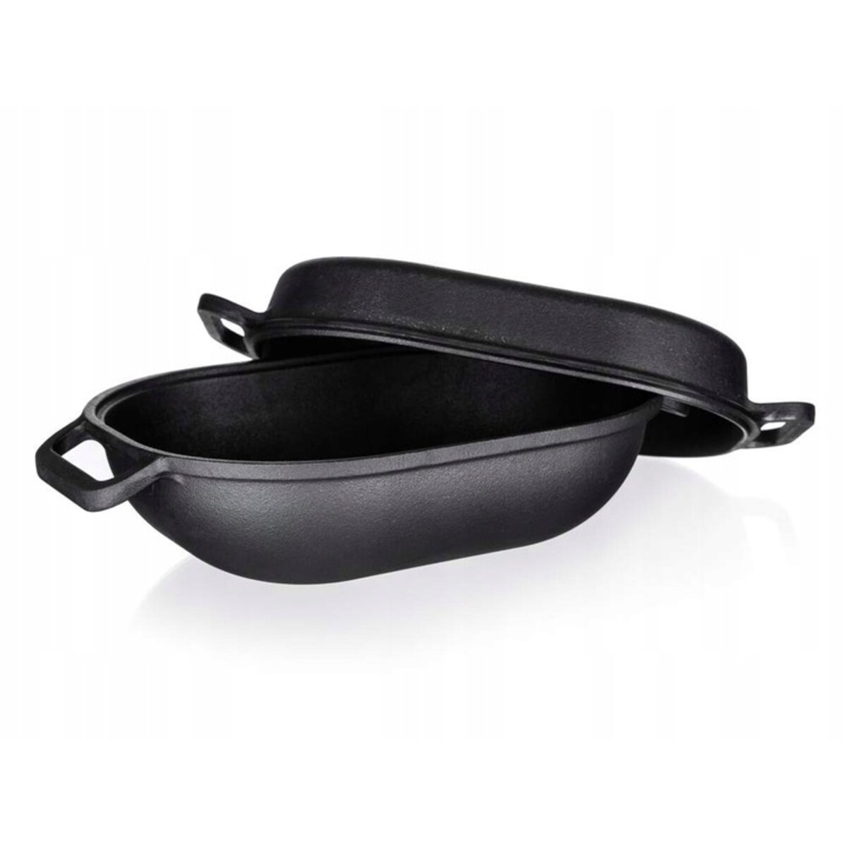 BRYTFANKA CZARNA ŻELIWNA duża do pieczenia 7 L podwójna z żeliwa garnek