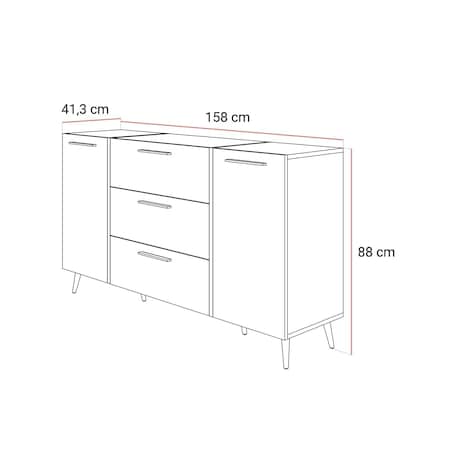 Komoda ONYX kaszmir połysk na nózkach 158 cm uchwyty