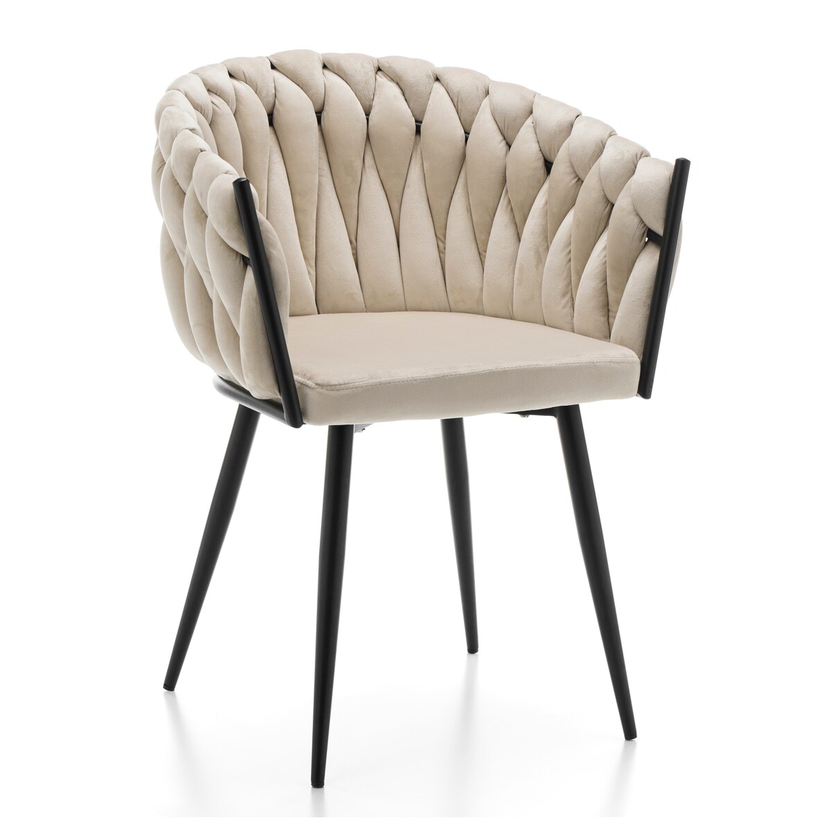 Krzesło tapicerowane plecione glamour salon welurowe LATINA beżowa