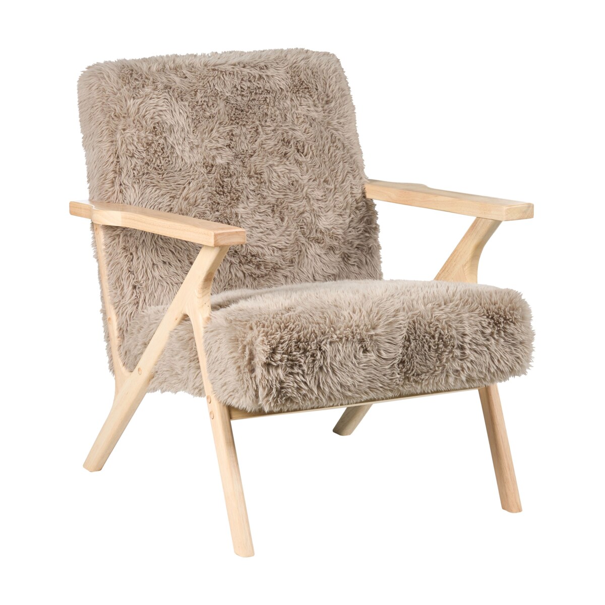 Fotel KISA Sztuczne futro Beżowoszary