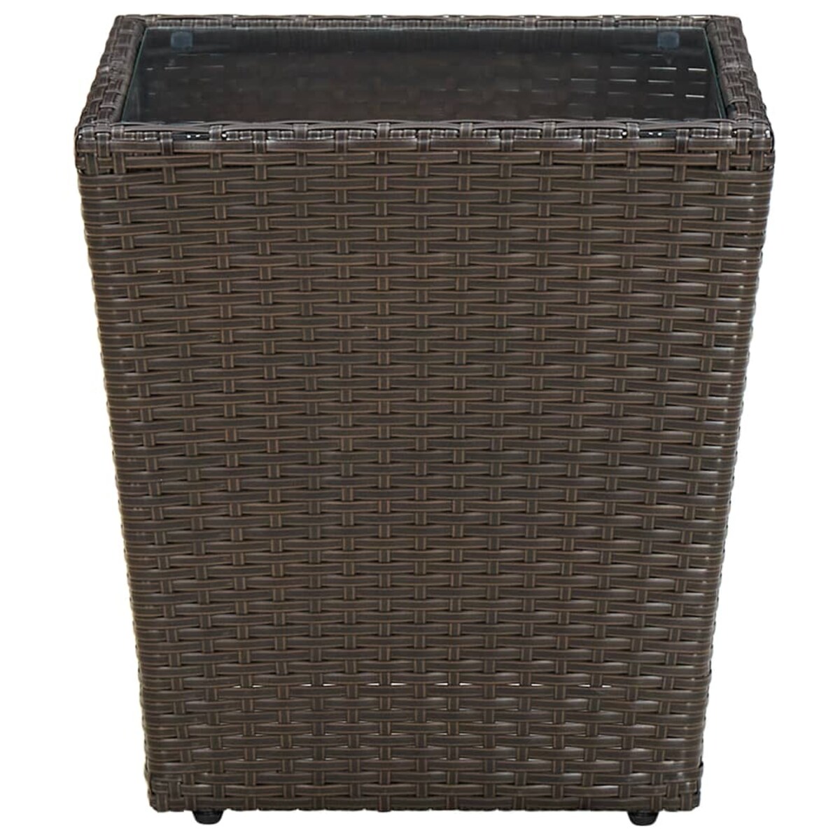 vidaXL Stolik herbaciany, brązowy, 41,5x41,5x44 cm, rattan PE i szkło