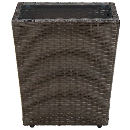 vidaXL Stolik herbaciany, brązowy, 41,5x41,5x44 cm, rattan PE i szkło