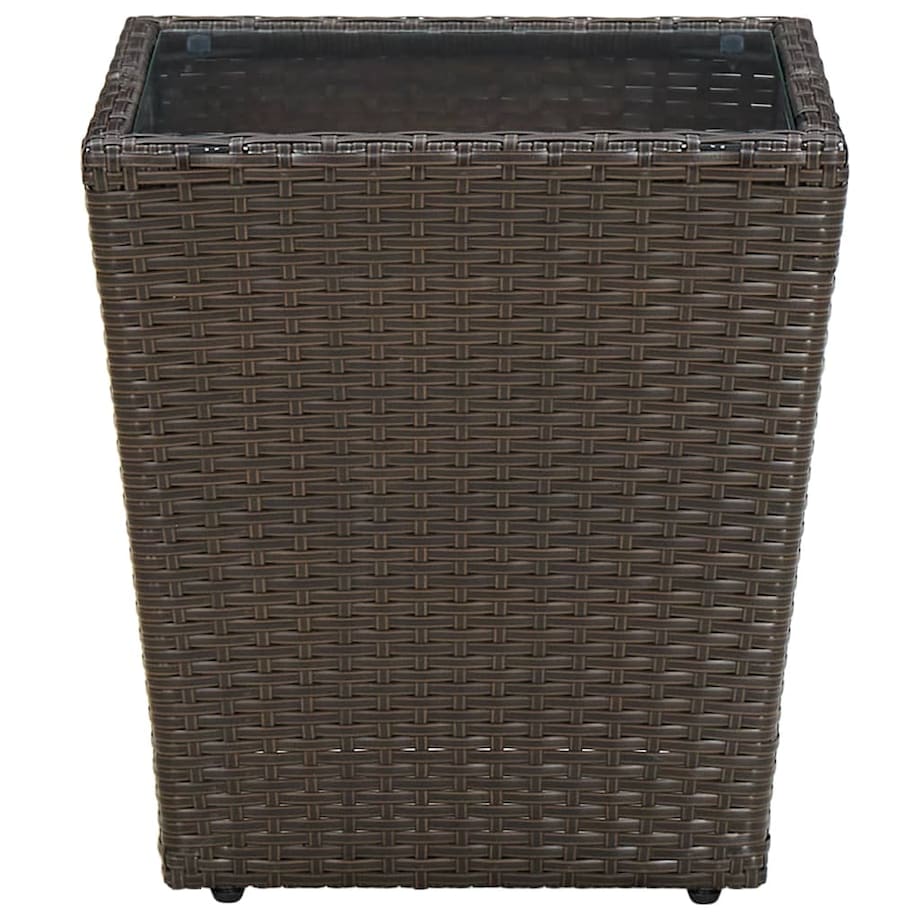 vidaXL Stolik herbaciany, brązowy, 41,5x41,5x44 cm, rattan PE i szkło