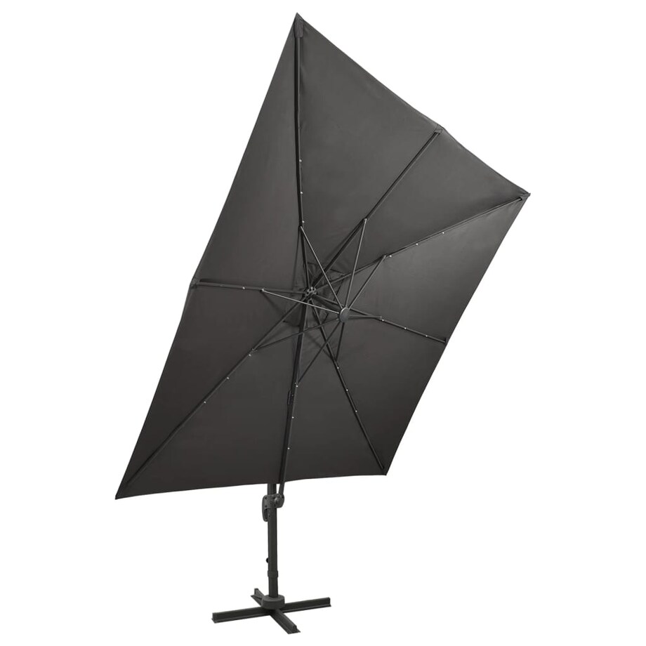 vidaXL Parasol wiszący z lampkami LED i słupkiem, antracytowy, 300 cm