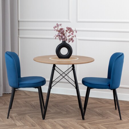 Krzesło tapicerowane do salonu jadalni welurowe wygodne velvet granatowe