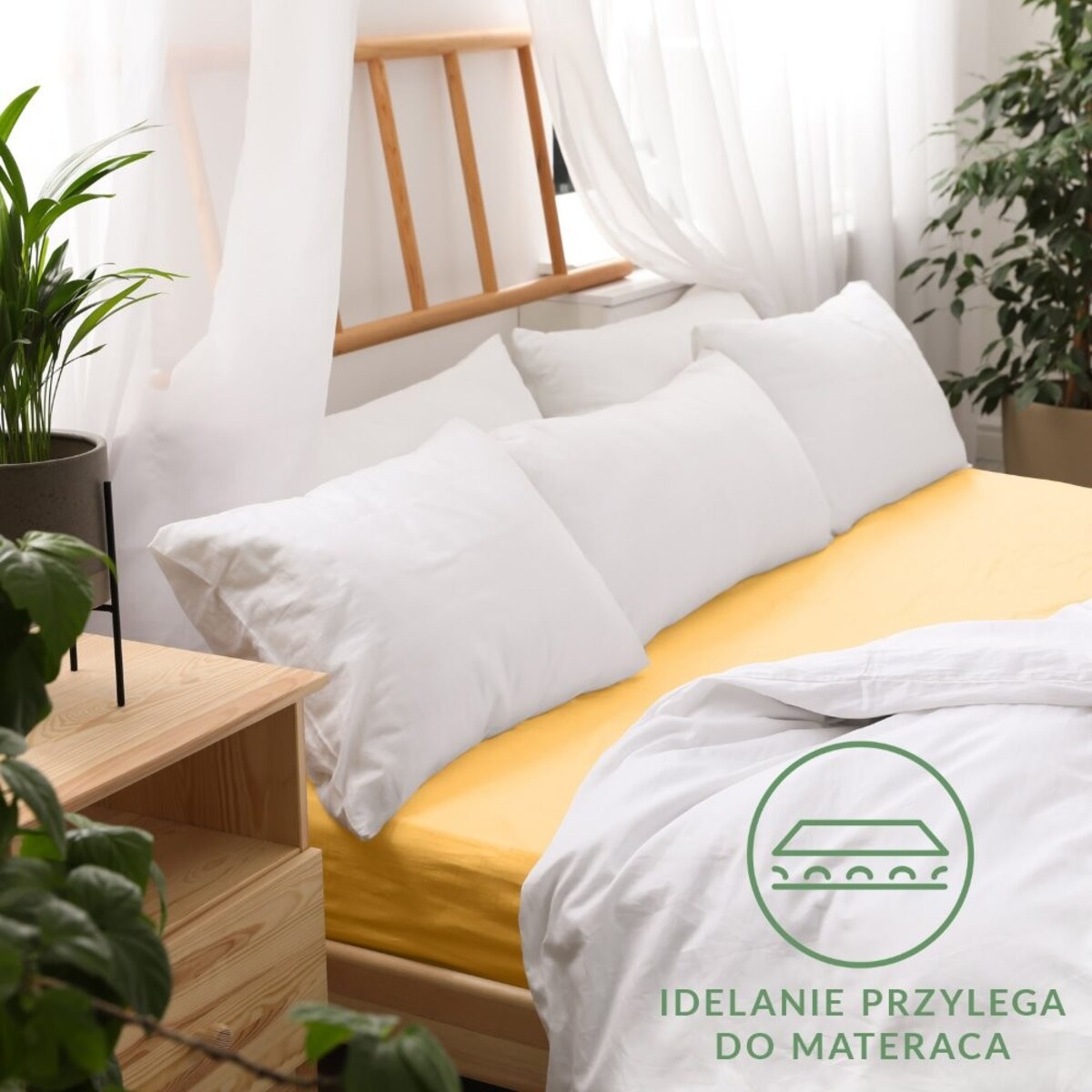 Prześcieradło jersey z gumką 80x160 kolor Żółty, Darymex
