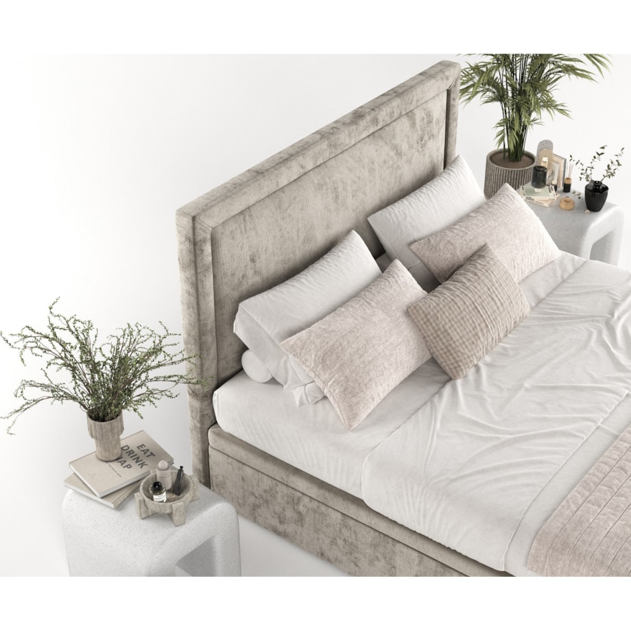 Łóżko tapicerowane SALMA 180x200 z pojemnikiem, Beż, tkanina Lotta 30