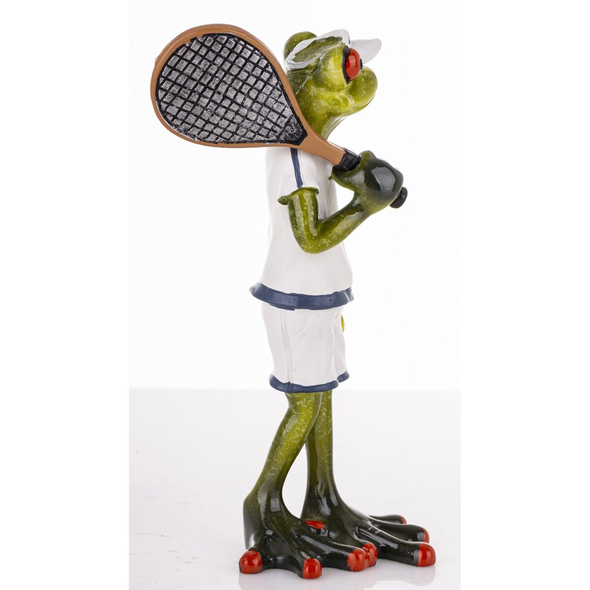 Figurka - żabka 17x7,5x8,5 cm FROGG-2 tenisistka w białym stroju