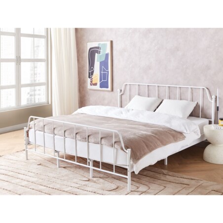 Łóżko metalowe 180 x 200 cm białe MAURESSAC
