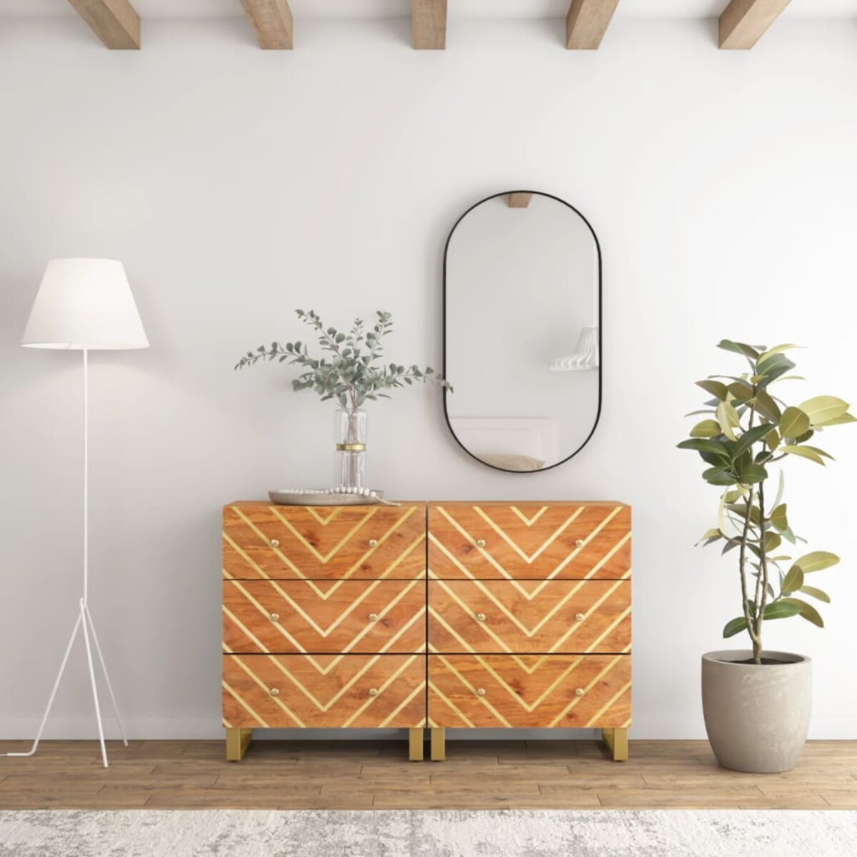 vidaXL Komody, 2 szt., brązowo-czarne, 60x33,5x75 cm, drewno mango