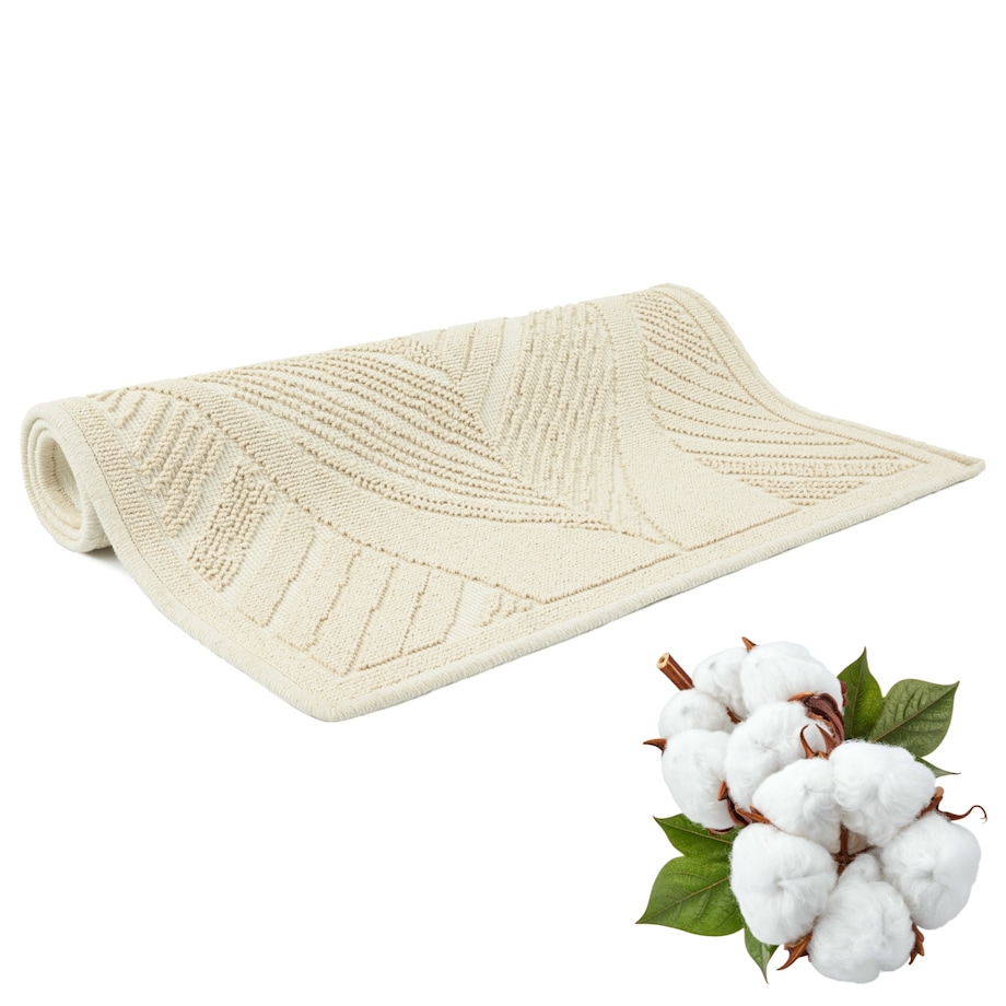 Dywanik łazienkowy Lino 50x80 cm bawełniany boho beżowy