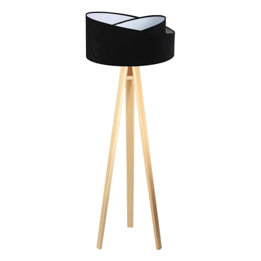 Lampa stojąca GEMSTONE czarna/sosna