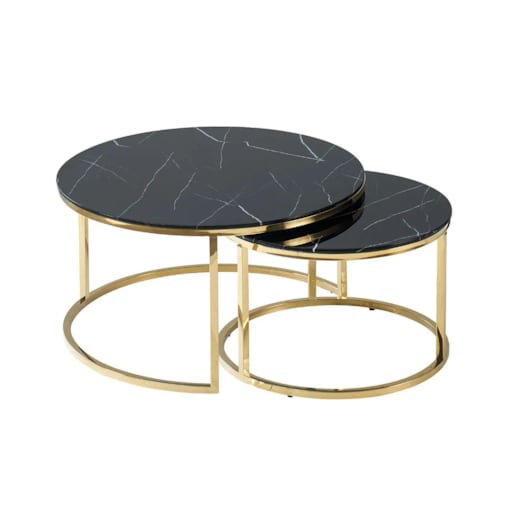 Ława MUSE czarny marmur/złota