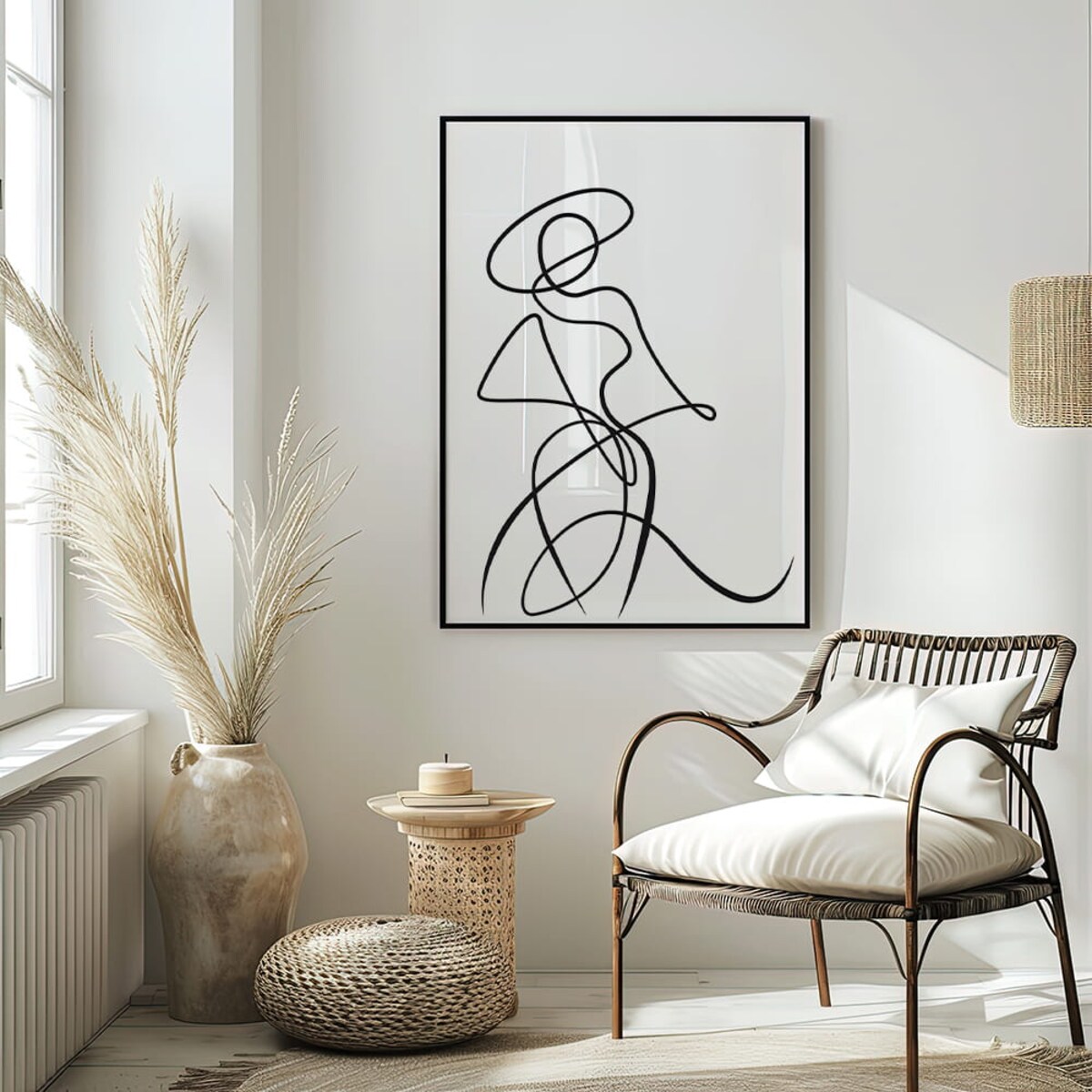 plakat line art kobieta w kapeluszu 1 50x70 cm