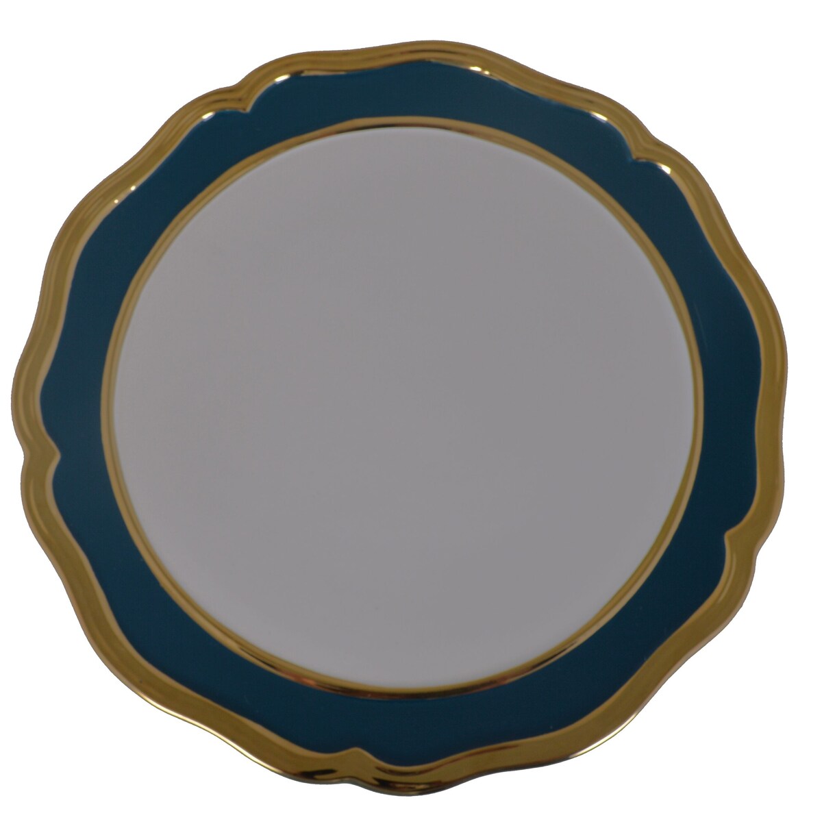 Patera ceramiczna na niebieskiej nóżce 28x28x12 cm KETO ze złotym paskiem