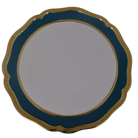 Patera ceramiczna na niebieskiej nóżce 28x28x12 cm KETO ze złotym paskiem