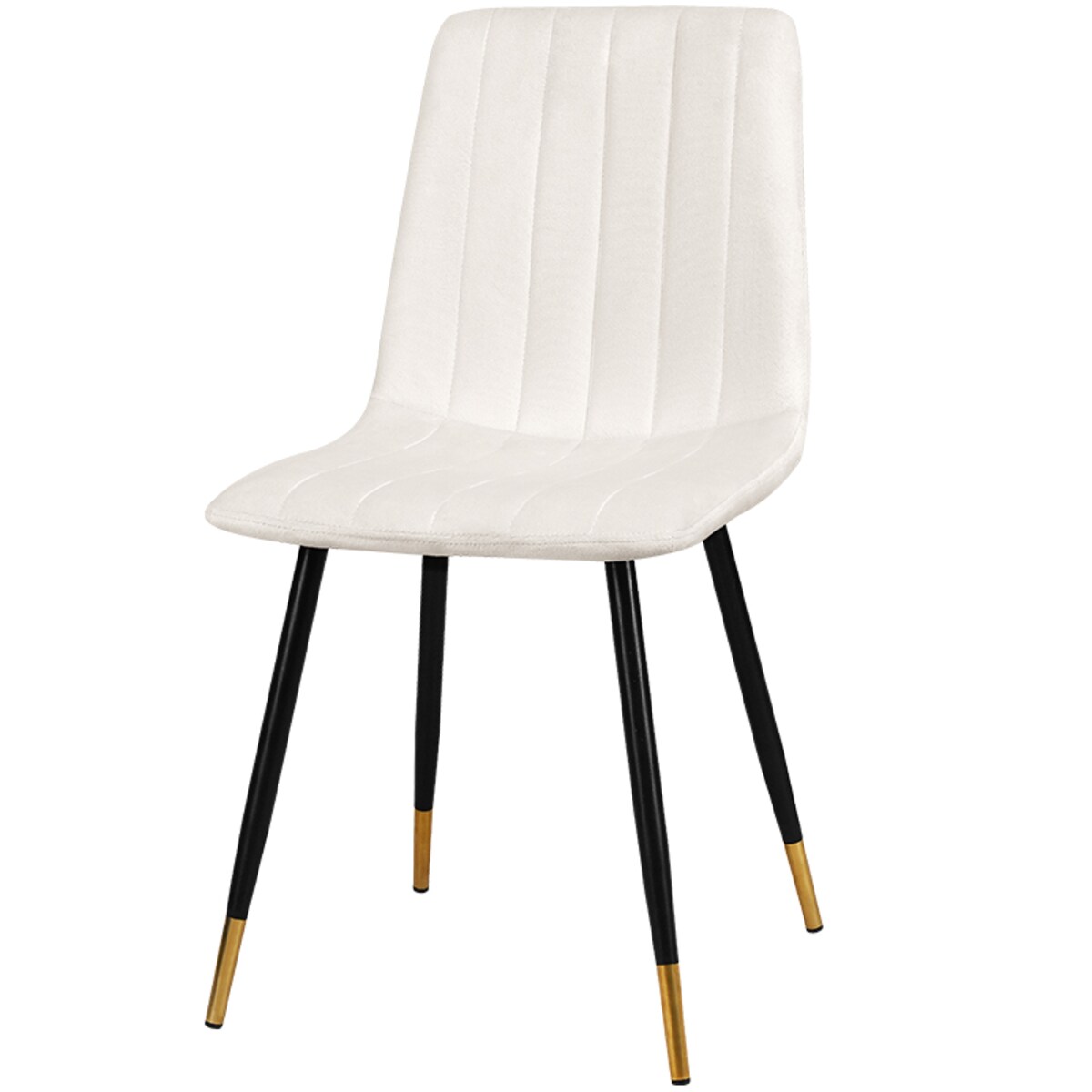 Krzesło tapicerowane welurowe pikowane złote nogi beżowe