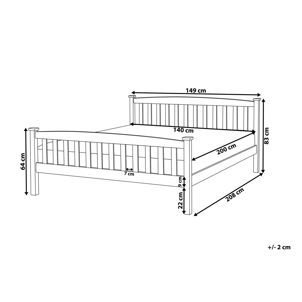 Łóżko drewniane 140 x 200 cm jasne GIVERNY