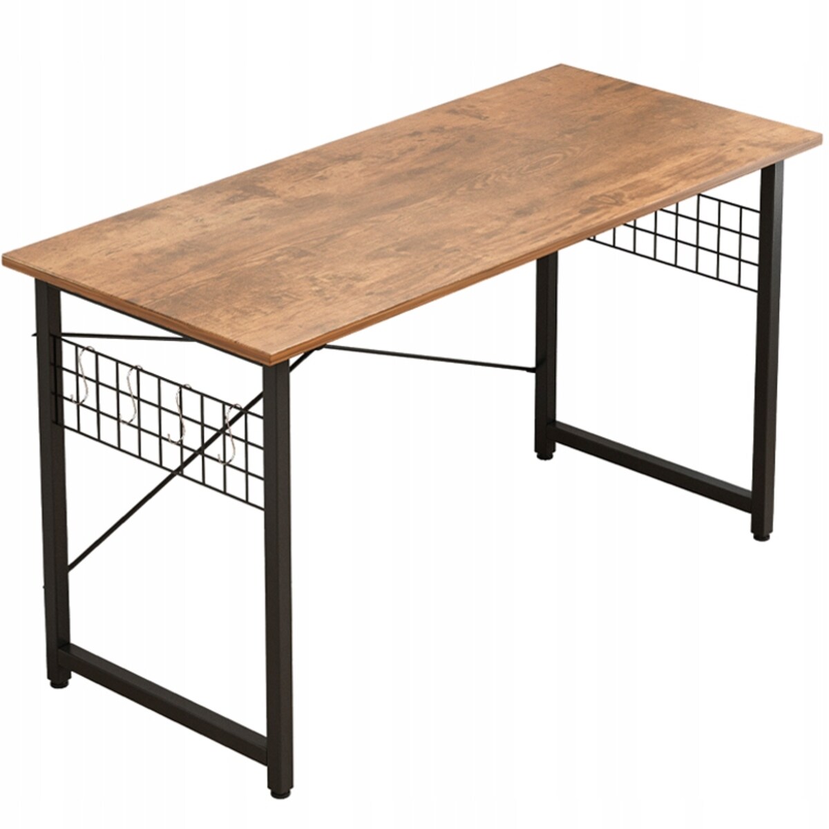 Biurko komputerowe loft industrialne szkolne rustykalny brąz z haczykami