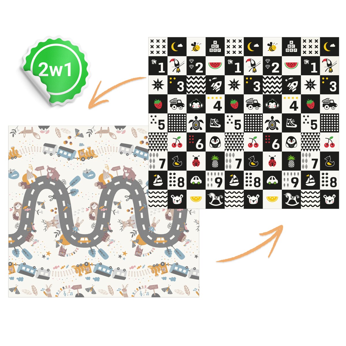 Mata piankowa edukacyjna składana dla dzieci duża 180x200 pianka xpe Nukido