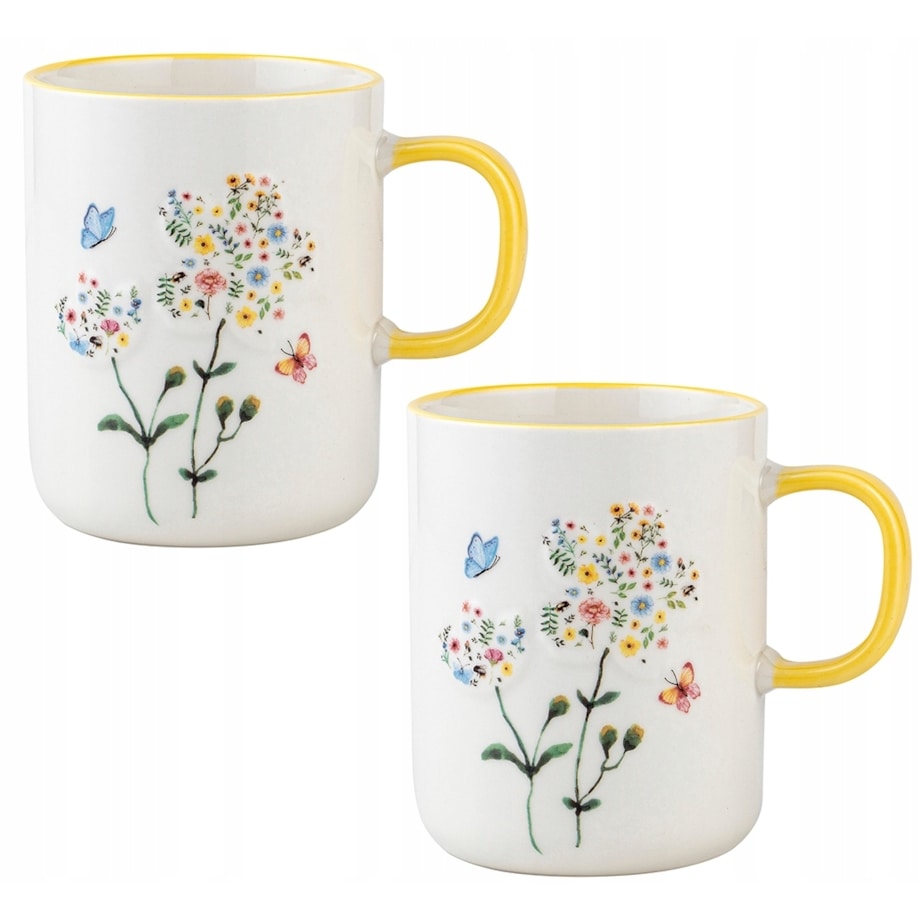 KUBEK CERAMICZNY 2x 390 ml łąka kwiaty wielkanoc na kawę herbatę napoje