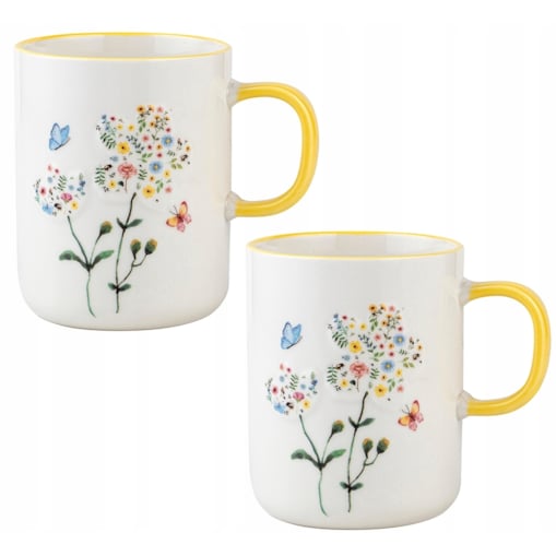 KUBEK CERAMICZNY 2x 390 ml łąka kwiaty wielkanoc na kawę herbatę napoje