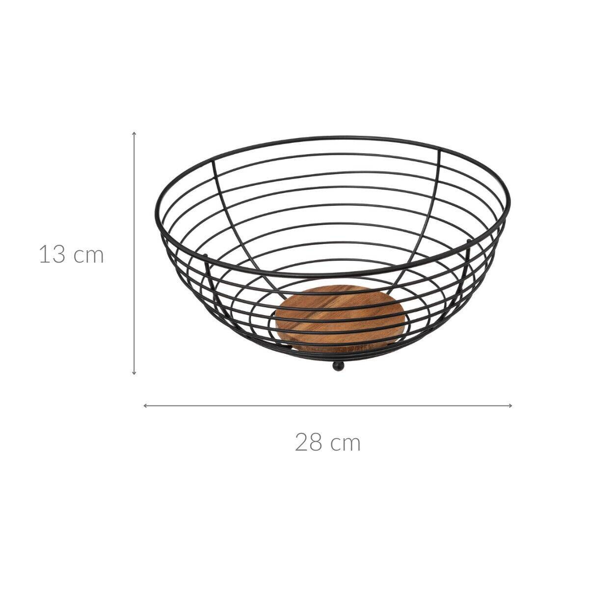 Metalowy kosz na owoce, czarny, Ø 28 cm
