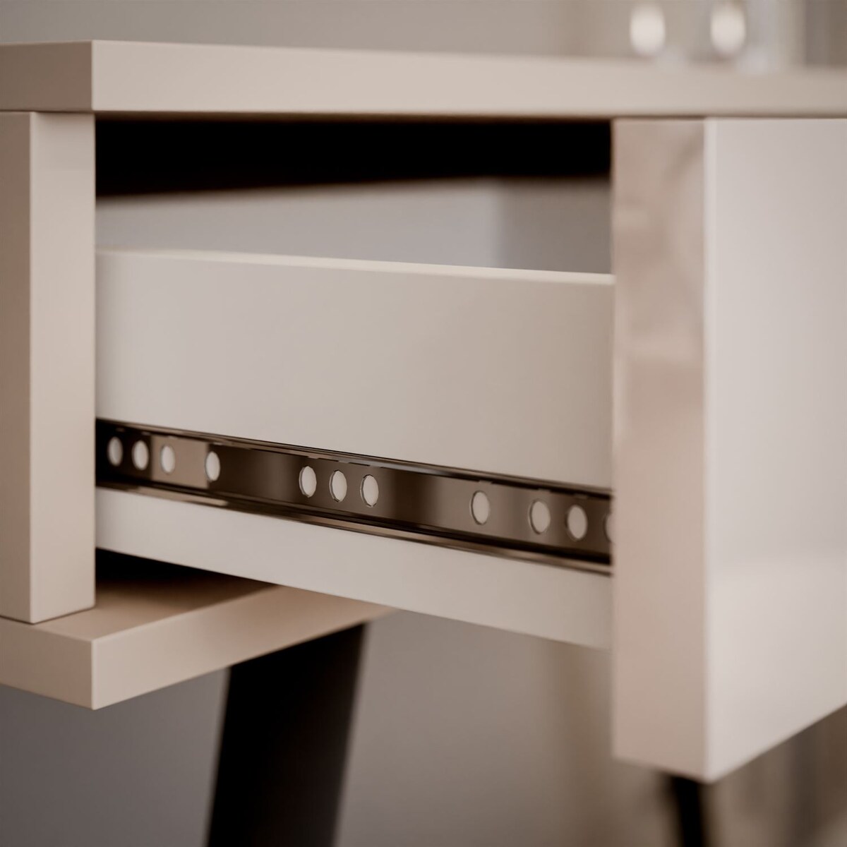 Konsola SIENNA KASZMIR na skośnych, czarnych nóżkach, uchwyt biały kryształ