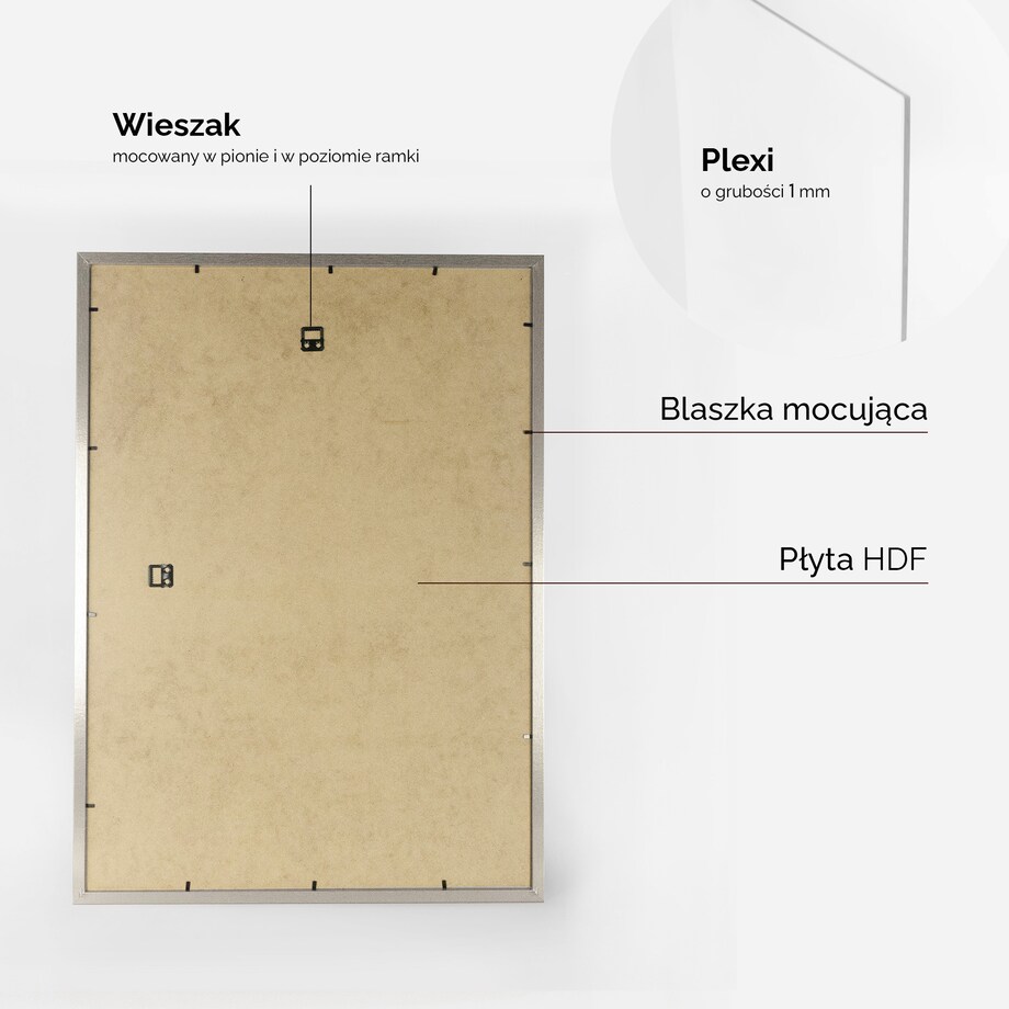 Ramka na zdjęcia z passe partout ramka 60x80 cm z okienkiem passe partout na zdjęcie 40x60 cm kolor srebrny FRAMAI®