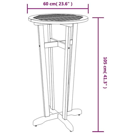 vidaXL Ogrodowy stolik barowy, Ø60x105 cm, lite drewno akacjowe