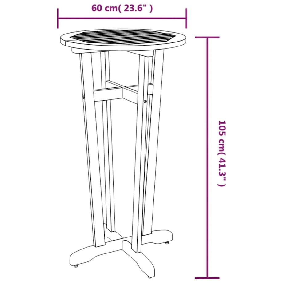 vidaXL Ogrodowy stolik barowy, Ø60x105 cm, lite drewno akacjowe