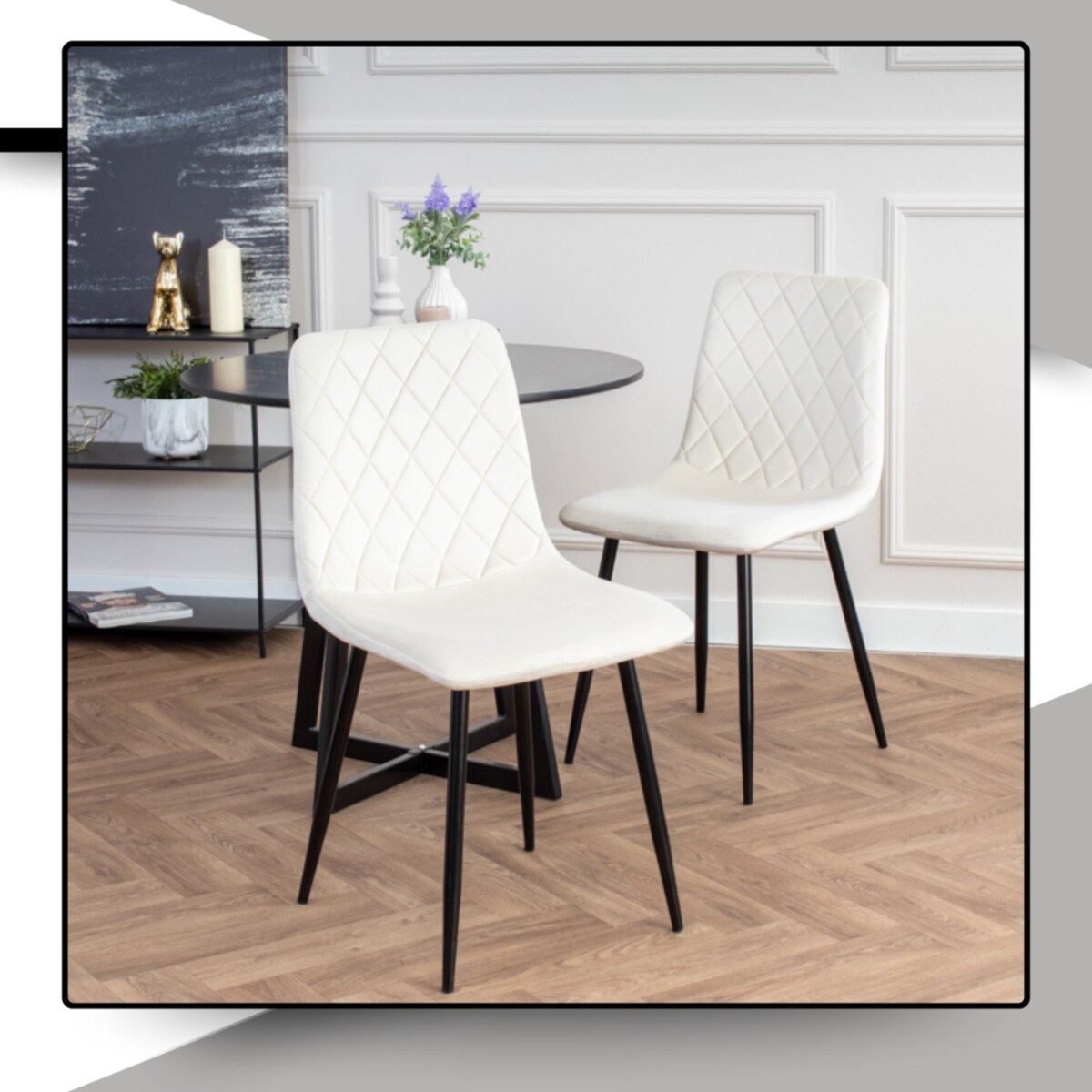 Krzesło beżowe tapicerowane pikowane welurowe nowoczesne wygodne velvet