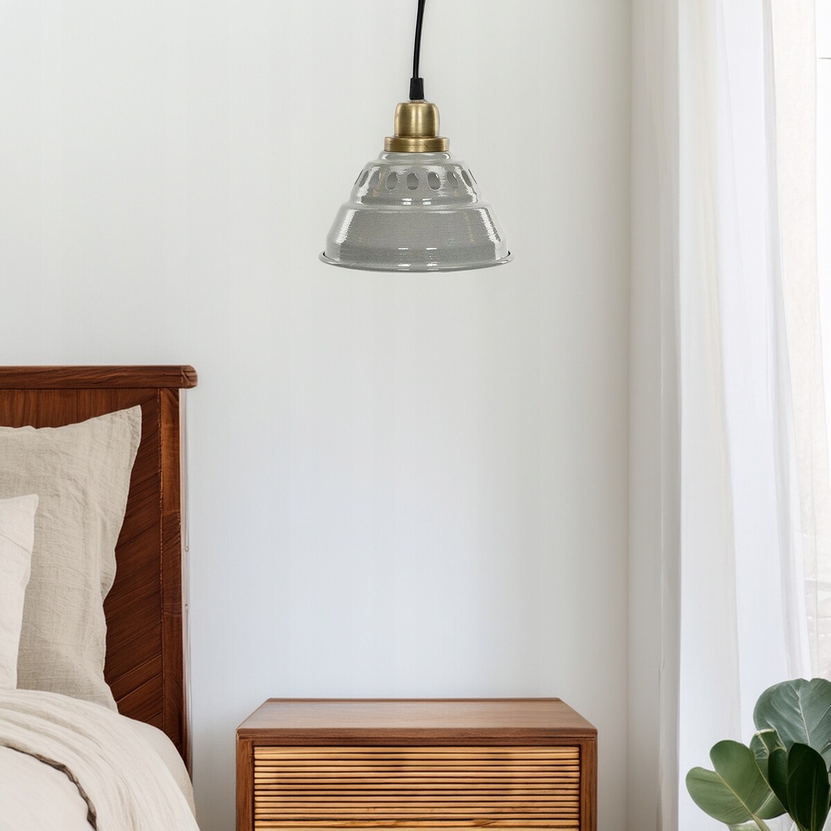 LAMPA SUFITOWA WISZĄCA NAD STÓŁ LOFT POJEDYNCZA METALOWA SZARA złota 18cm