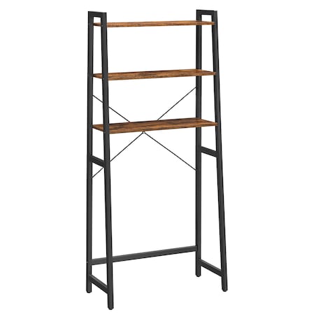 Regał Łazienkowy Nad Toaletę 64X30X156 Cm Rustykalny Brąz, Czarny