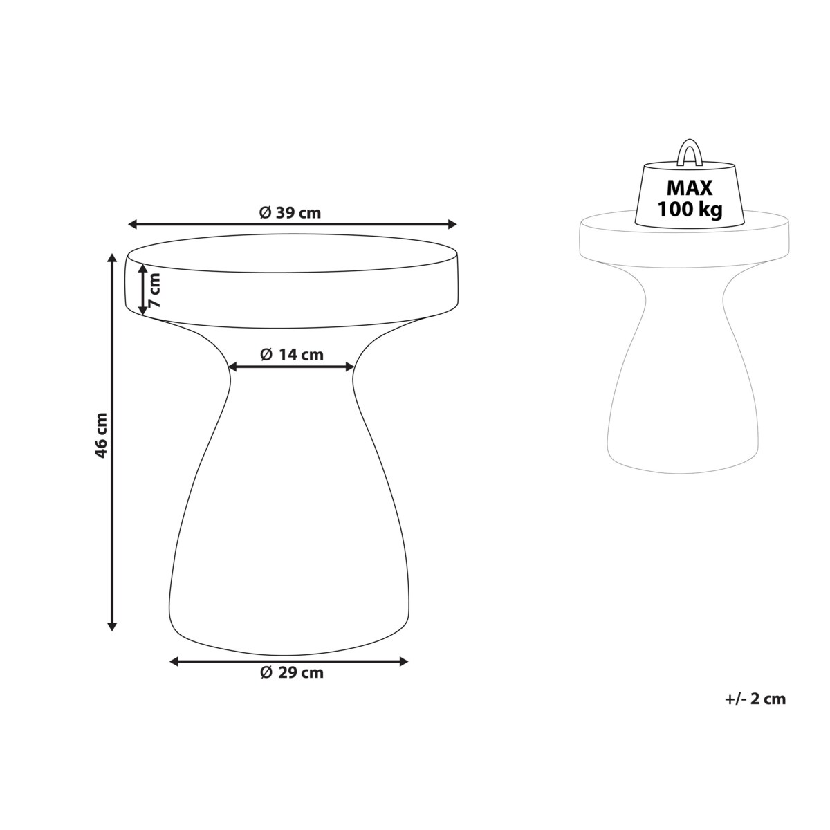 Stolik pomocniczy BIVIERE Złamana biel