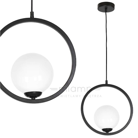 Wisząca LAMPA modernistyczna BOSTON MLP5593 Milagro metalowa OPRAWA okrągła ZWIS szklana kula ball czarna biała