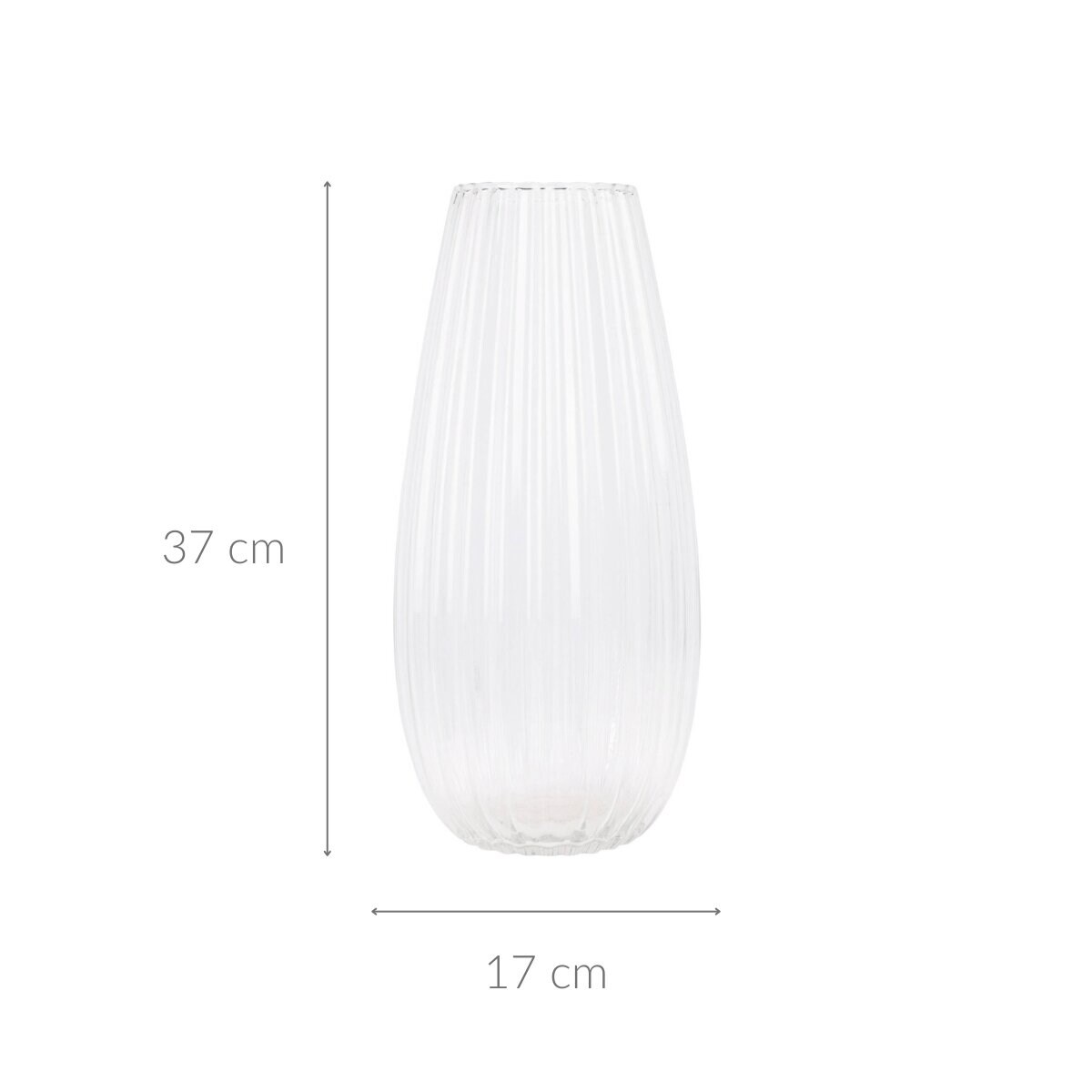 Wazon szklany CLEAR, przezroczyste, ryflowane szkło, Ø 17 x 37 cm