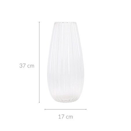 Wazon szklany CLEAR, przezroczyste, ryflowane szkło, Ø 17 x 37 cm