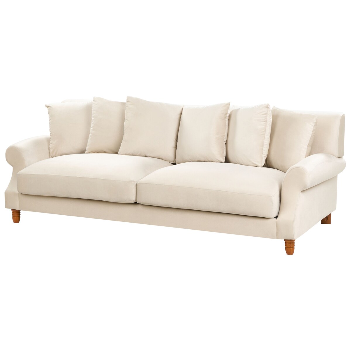 Sofa 3-osobowa welurowa złamana biel EIKE