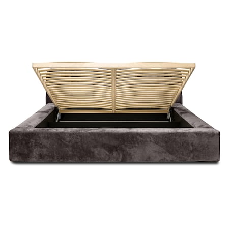 Łóżko z pojemnikiem brązowoszare 160x200 cm Boston