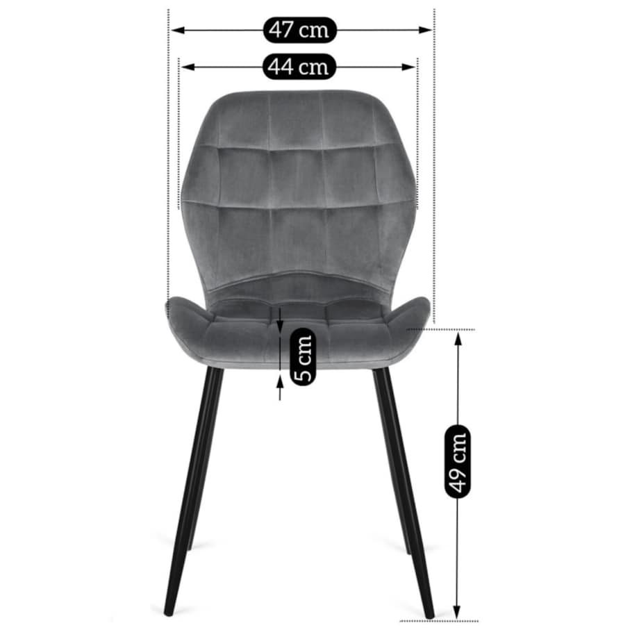 Krzesło Tapicerowane Welurowe Do Salonu Jadalni Toaletki Loft LUCKY Szare